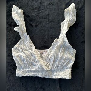 White Ruffled Crop Top